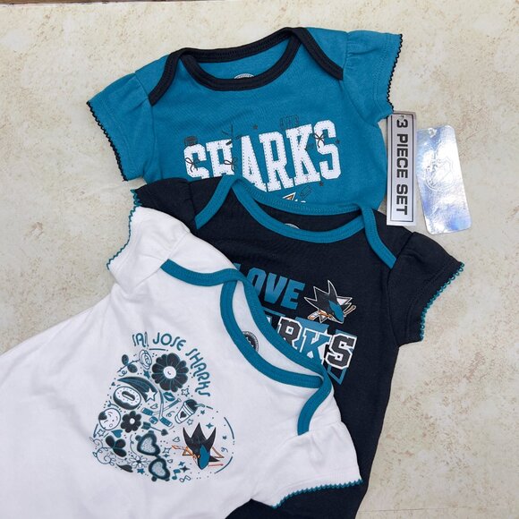 NHL San Jose Sharks Girls Bodysuit 3 Piece Set Size 3-6 Months NWT - Picture 5 of 6